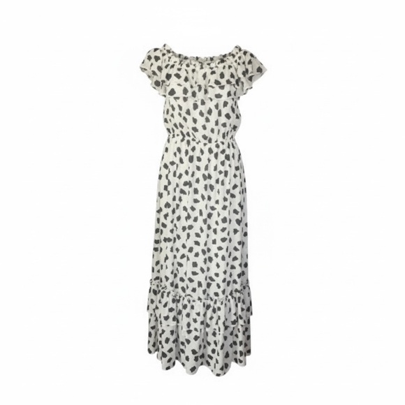 Lane Bryant Dresses & Skirts - Lane Bryant Beauticurve White/Black Printed Ruffle Maxi Dress Women’s Size 14/16